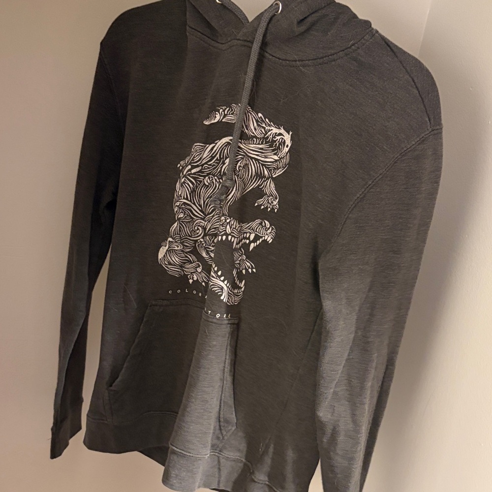 Gray Hoodie with Artistic Aligator